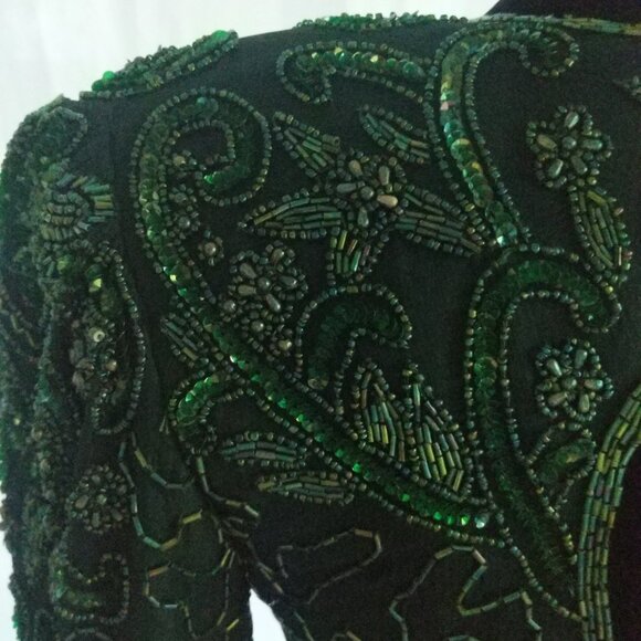 INCREDIBLE NOS 80's Green Sequin Stenay Cocktail Dress Size 6 - Picture 3 of 10